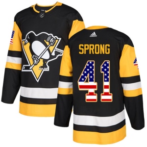 Men's Daniel Sprong Pittsburgh Penguins Authentic USA Flag Fashion Jersey - Black