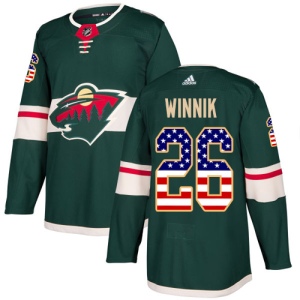 Men's Daniel Winnik Minnesota Wild Authentic USA Flag Fashion Jersey - Green