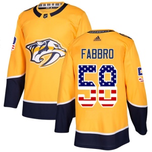 Men's Dante Fabbro Nashville Predators Authentic USA Flag Fashion Jersey - Gold