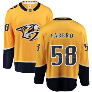 Men's Dante Fabbro Nashville Predators Home Breakaway Jersey - Yellow