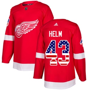 Men's Darren Helm Detroit Red Wings Authentic USA Flag Fashion Jersey - Red