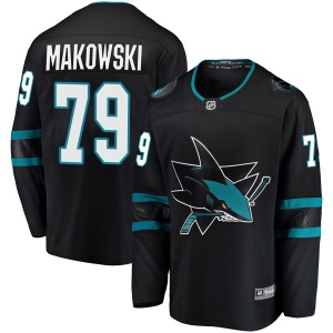 Men's David Makowski San Jose Sharks Breakaway Alternate Jersey - Black