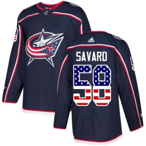 Men's David Savard Columbus Blue Jackets Authentic USA Flag Fashion Jersey - Navy Blue