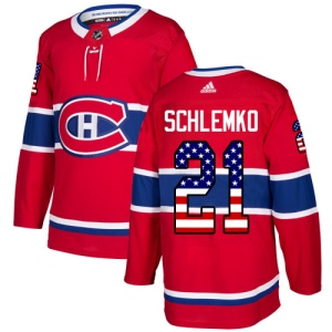 Men's David Schlemko Montreal Canadiens Authentic USA Flag Fashion Jersey - Red