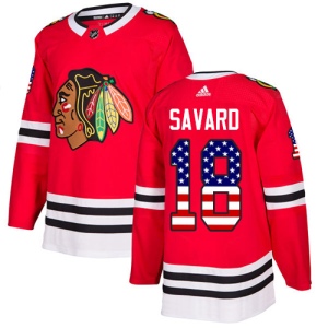 Men's Denis Savard Chicago Blackhawks Authentic USA Flag Fashion Jersey - Red