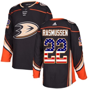 Men's Dennis Rasmussen Anaheim Ducks Authentic USA Flag Fashion Jersey - Black