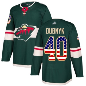 Men's Devan Dubnyk Minnesota Wild Authentic USA Flag Fashion Jersey - Green