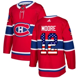 Men's Dickie Moore Montreal Canadiens Authentic USA Flag Fashion Jersey - Red