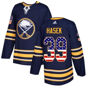 Men's Dominik Hasek Buffalo Sabres Authentic USA Flag Fashion Jersey - Navy Blue