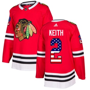 Men's Duncan Keith Chicago Blackhawks Authentic USA Flag Fashion Jersey - Red