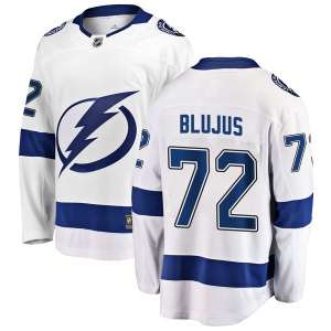 Men's Dylan Blujus Tampa Bay Lightning Breakaway Away Jersey - White