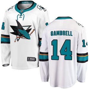 Men's Dylan Gambrell San Jose Sharks Breakaway Away Jersey - White