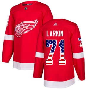 Men's Dylan Larkin Detroit Red Wings Authentic USA Flag Fashion Jersey - Red