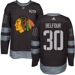 Men's ED Belfour Chicago Blackhawks Authentic 1917-2017 100th Anniversary Jersey - Black