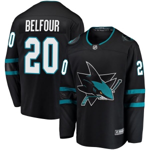 Men's Ed Belfour San Jose Sharks Breakaway Alternate Jersey - Black