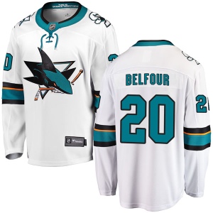 Men's Ed Belfour San Jose Sharks Breakaway Away Jersey - White