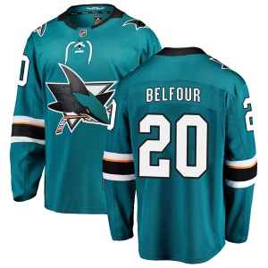 Men's Ed Belfour San Jose Sharks Breakaway Home Jersey - Teal