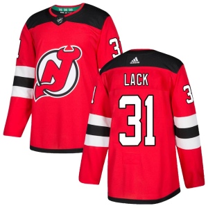 Men's Eddie Lack New Jersey Devils Authentic Home Jersey - Red