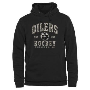 Men's Edmonton Oilers Camo Stack Pullover Hoodie - Black