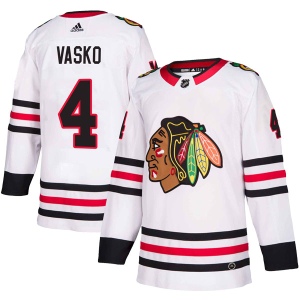 Men's Elmer Vasko Chicago Blackhawks Authentic Away Jersey - White