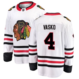 Men's Elmer Vasko Chicago Blackhawks Breakaway Away Jersey - White