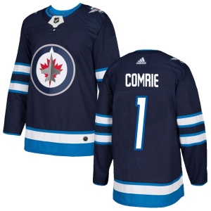 Men's Eric Comrie Winnipeg Jets Authentic Home Jersey - Navy