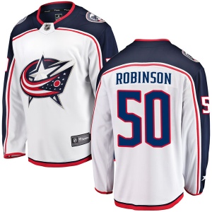 Men's Eric Robinson Columbus Blue Jackets Breakaway Away Jersey - White