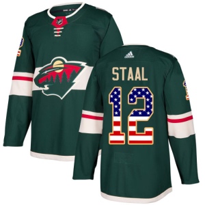 Men's Eric Staal Minnesota Wild Authentic USA Flag Fashion Jersey - Green