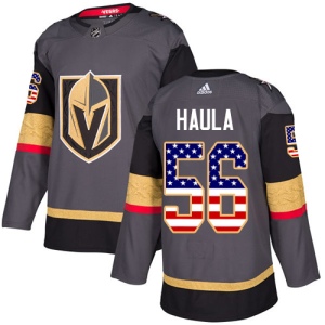 Men's Erik Haula Vegas Golden Knights Authentic Gray USA Flag Fashion Jersey - Gold