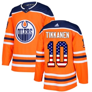 Men's Esa Tikkanen Edmonton Oilers Authentic USA Flag Fashion Jersey - Orange