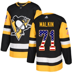 Men's Evgeni Malkin Pittsburgh Penguins Authentic USA Flag Fashion Jersey - Black