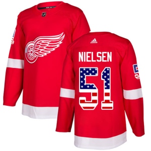 Men's Frans Nielsen Detroit Red Wings Authentic USA Flag Fashion Jersey - Red