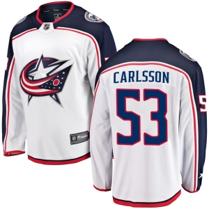 Men's Gabriel Carlsson Columbus Blue Jackets Breakaway Away Jersey - White