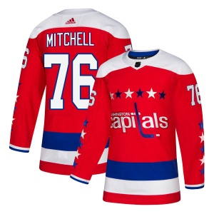 Men's Garrett Mitchell Washington Capitals Authentic Alternate Jersey - Red