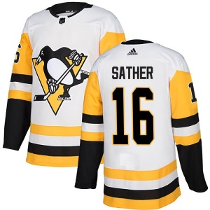 Men's Glen Sather Pittsburgh Penguins Authentic Away Jersey - White