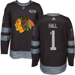 Men's Glenn Hall Chicago Blackhawks Authentic 1917-2017 100th Anniversary Jersey - Black