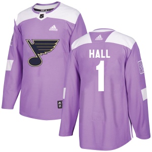 Men's Glenn Hall St. Louis Blues Authentic Hockey Fights Cancer Jersey - Purple