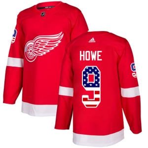 Men's Gordie Howe Detroit Red Wings Authentic USA Flag Fashion Jersey - Red