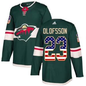 Men's Gustav Olofsson Minnesota Wild Authentic USA Flag Fashion Jersey - Green