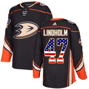 Men's Hampus Lindholm Anaheim Ducks Authentic USA Flag Fashion Jersey - Black