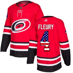 Men's Haydn Fleury Carolina Hurricanes Authentic USA Flag Fashion Jersey - Red