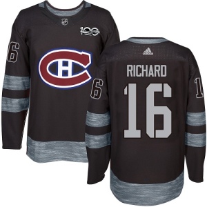 Men's Henri Richard Montreal Canadiens Authentic 1917-2017 100th Anniversary Jersey - Black