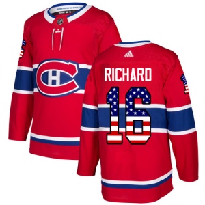 Men's Henri Richard Montreal Canadiens Authentic USA Flag Fashion Jersey - Red