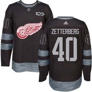 Men's Henrik Zetterberg Detroit Red Wings Authentic 1917-2017 100th Anniversary Jersey - Black