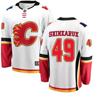 Men's Hunter Shinkaruk Calgary Flames Breakaway Away Jersey - White