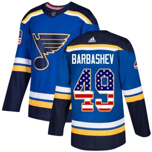 Men's Ivan Barbashev St. Louis Blues Authentic USA Flag Fashion Jersey - Blue