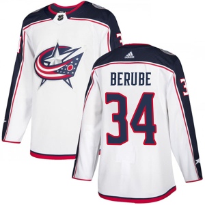 Men's J-F Berube Columbus Blue Jackets Authentic Away Jersey - White