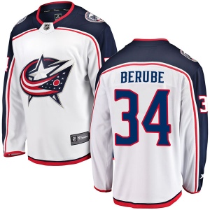 Men's J-F Berube Columbus Blue Jackets Breakaway Away Jersey - White