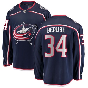 Men's J-F Berube Columbus Blue Jackets Breakaway Home Jersey - Navy