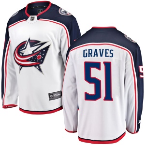 Men's Jacob Graves Columbus Blue Jackets Breakaway Away Jersey - White